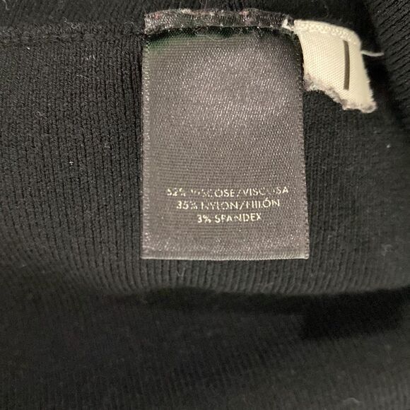 Ann Taylor Black Jersey Long Sleeves Ruffled Midi Dress - Picture 8 of 10